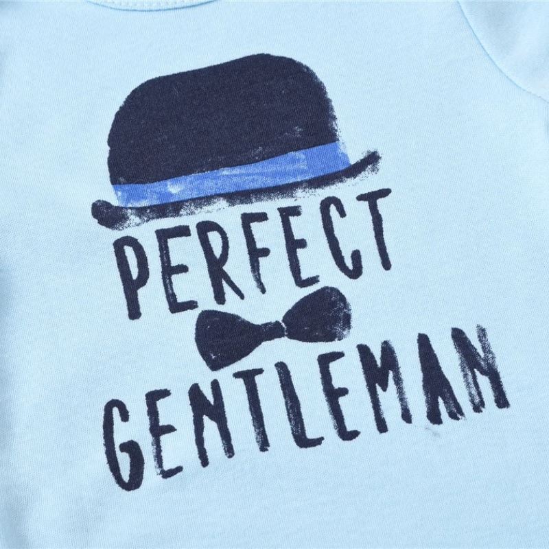 Body Infantil Manga Curta Masculino Personalizado Gentleman e Ursinho - Conjunto de até 6 Unidades