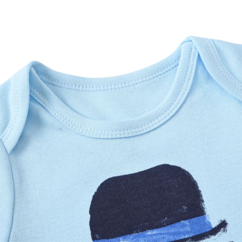 Body Infantil Manga Curta Masculino Personalizado Gentleman e Ursinho - Conjunto de até 6 Unidades