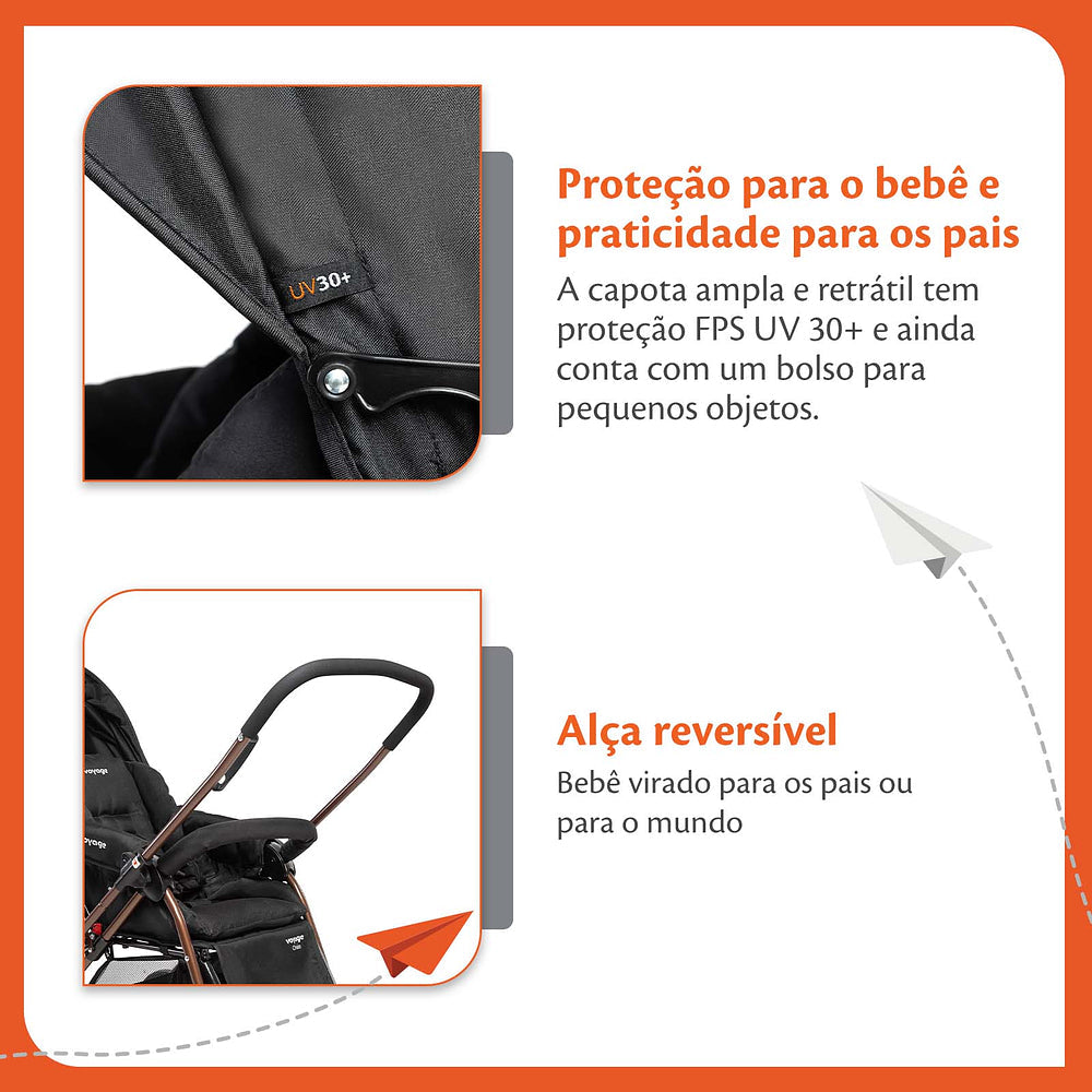 Travel System Choice Duo (Conjunto de Carrinho de Bebê Com Alça Reversível + Bebê Conforto)