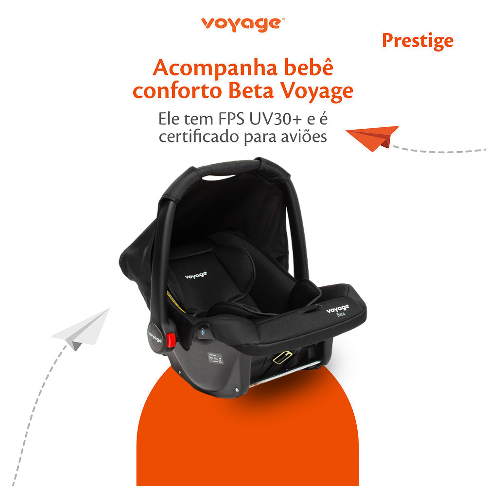Travel System Prestige Duo ( Conjunto de Carrinho + Bebê Conforto) com Assento Removível