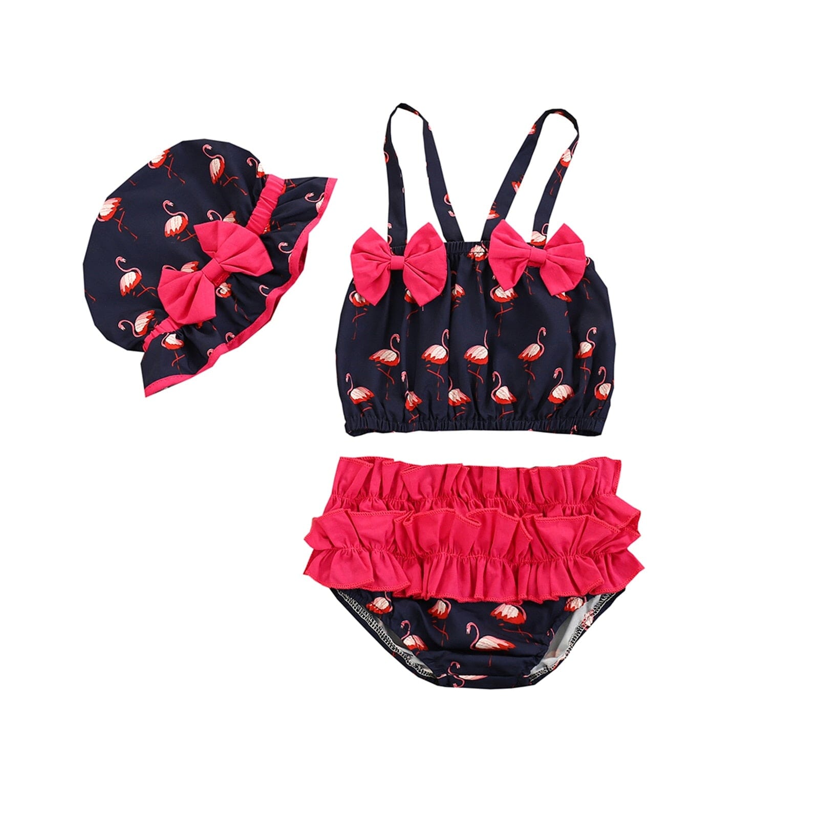 Biquíni Infantil Flamingo + Chapéu