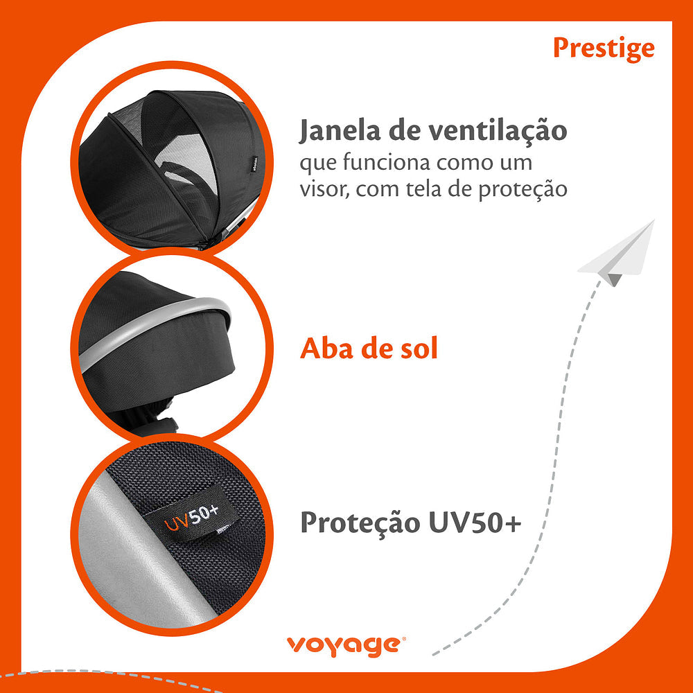 Travel System Prestige Duo ( Conjunto de Carrinho + Bebê Conforto) com Assento Removível