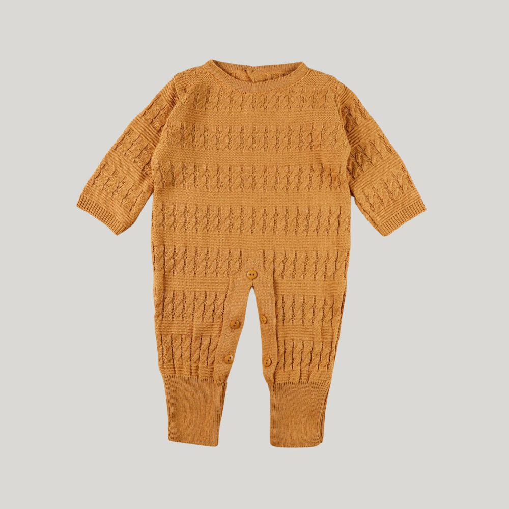 Macacão Bebê Tricot Versalhes Mostarda