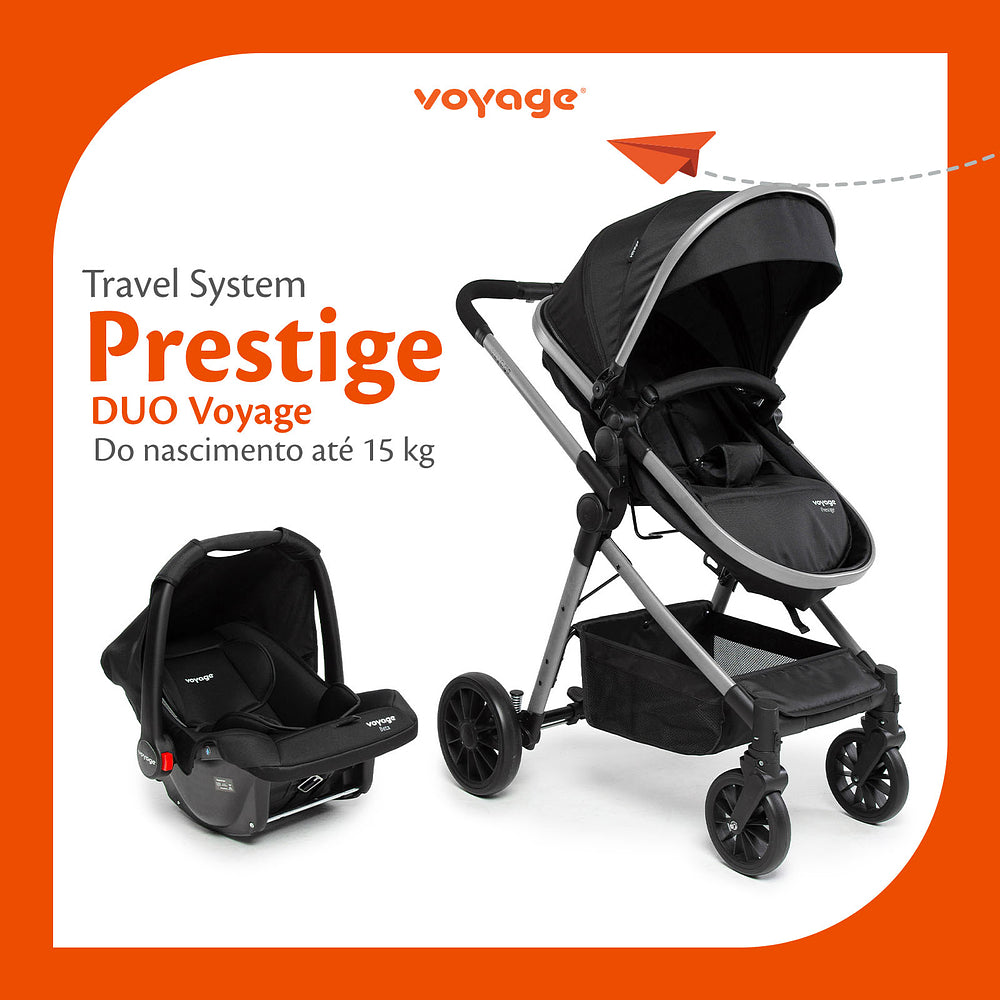 Travel System Prestige Duo ( Conjunto de Carrinho + Bebê Conforto) com Assento Removível
