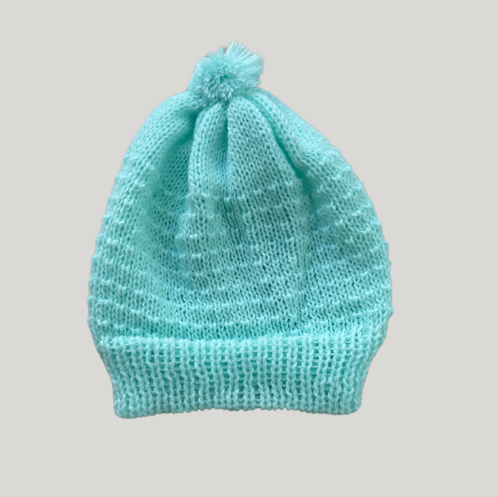 Kit 3 Peças Bebê Casaco Tricot Gorro E Luva Verde Água
