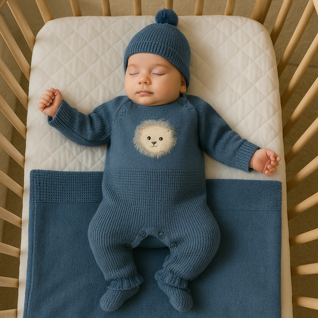 Kit Saída Maternidade 4 Peças Tricot Lion Azul