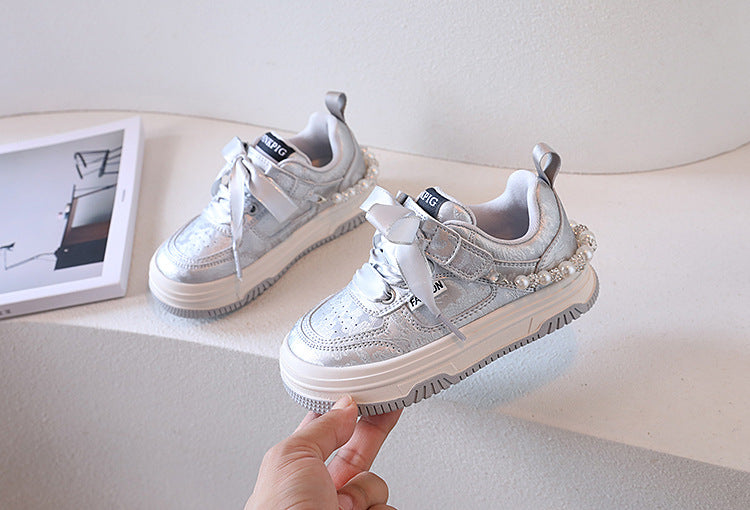 Tênis Infantil Feminino Fashion Com Pérolas