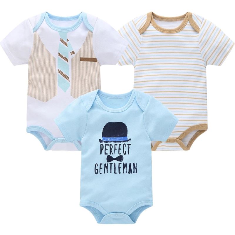 Body Infantil Manga Curta Masculino Personalizado Gentleman e Ursinho - Conjunto de até 6 Unidades