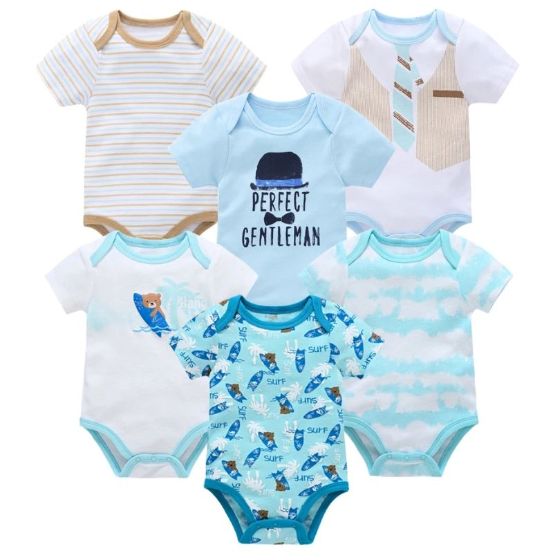 Body Infantil Manga Curta Masculino Personalizado Gentleman e Ursinho - Conjunto de até 6 Unidades
