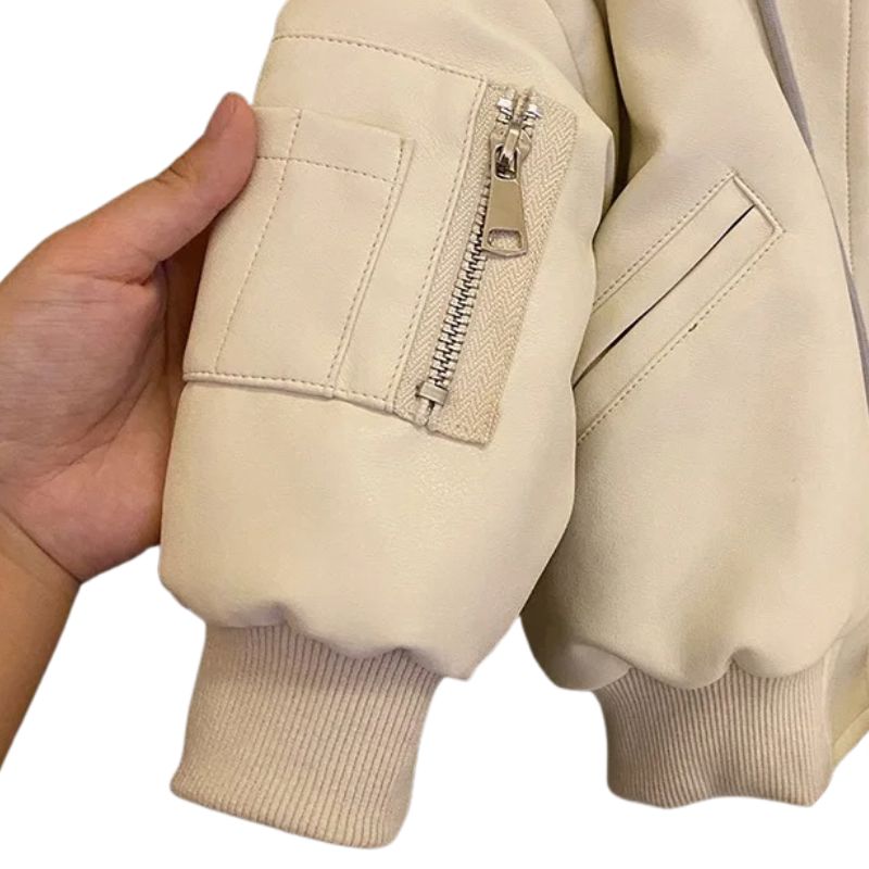 Jaqueta Couro Infantil Masculina com Capuz