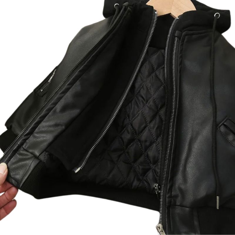 Jaqueta Couro Infantil Masculina com Capuz