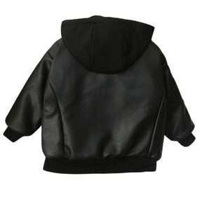 Jaqueta Couro Infantil Masculina com Capuz
