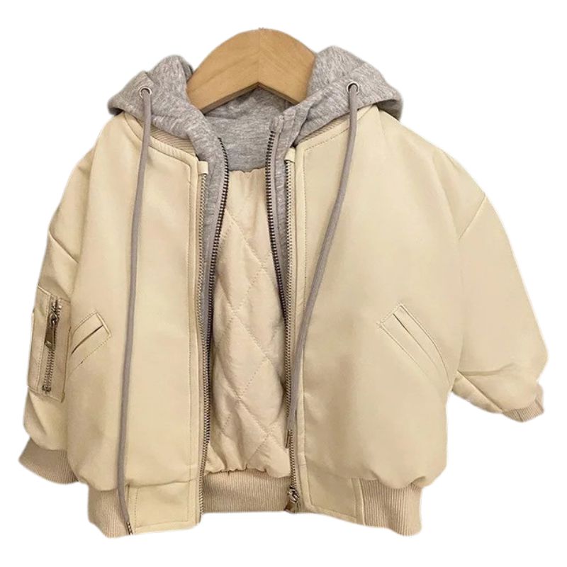 Jaqueta Couro Infantil Masculina com Capuz