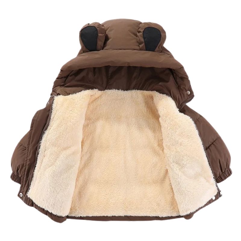 Jaqueta Infantil Peluciada com Capuz de Urso