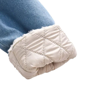 Jaqueta Jeans Peluciada Infantil Capuz de Coelho