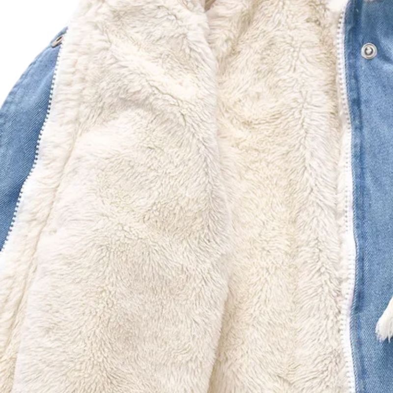 Jaqueta Jeans Peluciada Infantil Capuz de Coelho