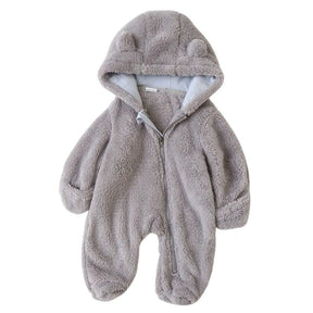 Macacão Bebê Peluciado Com Capuz de Urso