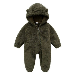 Macacão Bebê Peluciado Com Capuz de Urso