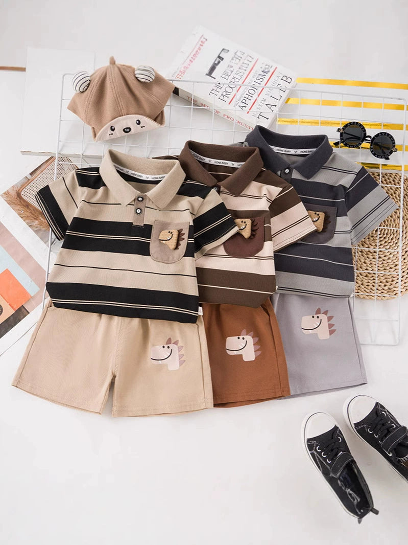 Conjunto Infantil Masculino Lístras Dinossauro