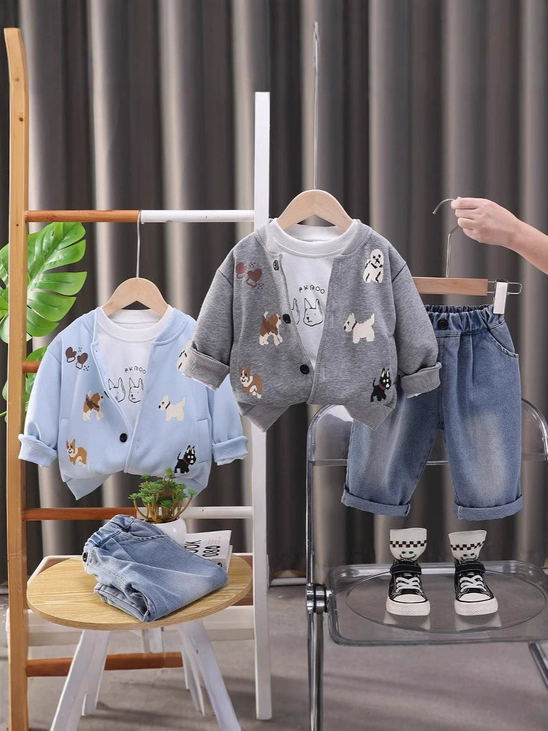 Conjunto Infantil Masculino Cachorrinho 3 Peças