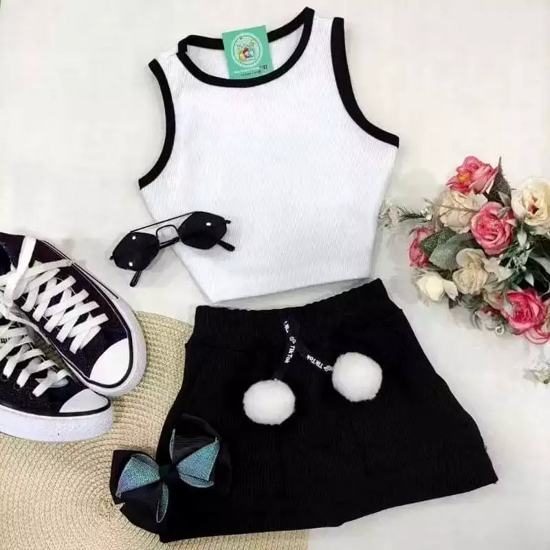 Conjunto Infantil Short Saia e Regata