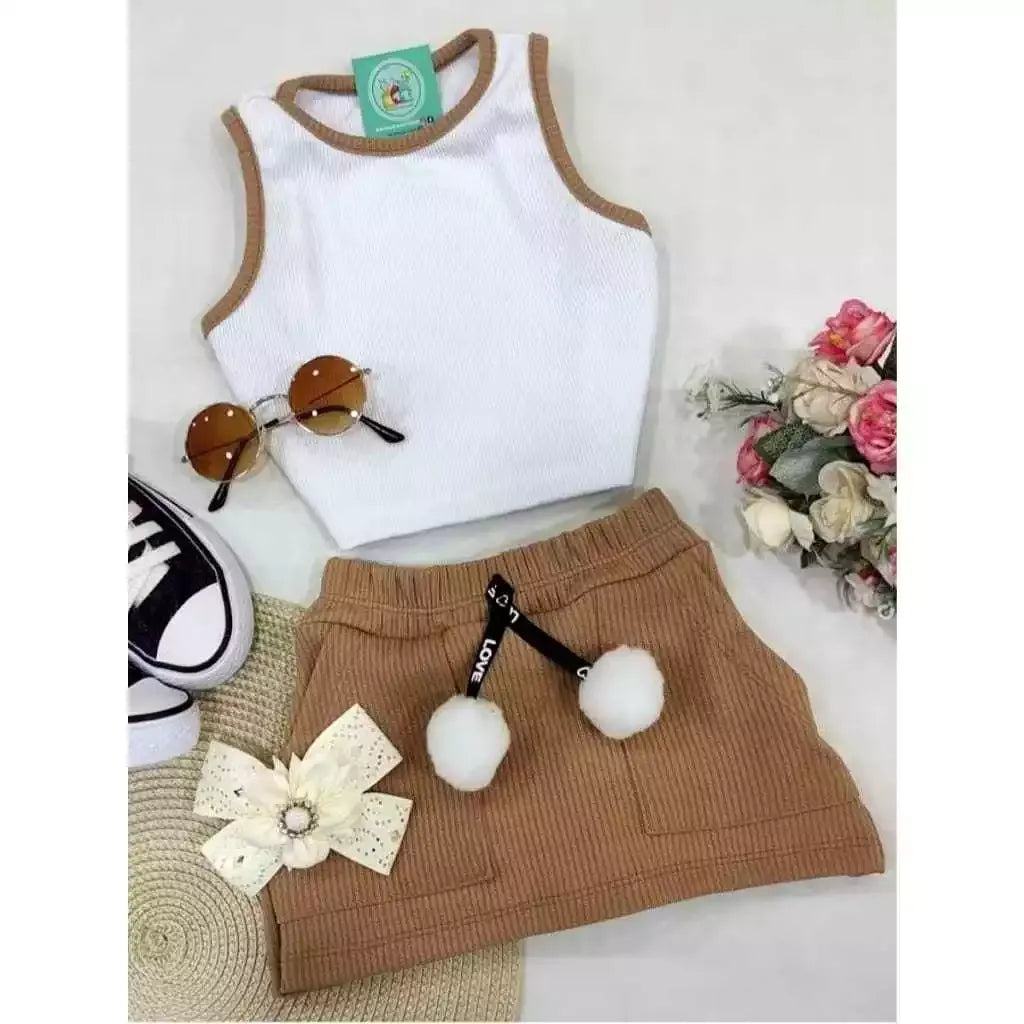 Conjunto Infantil Short Saia e Regata