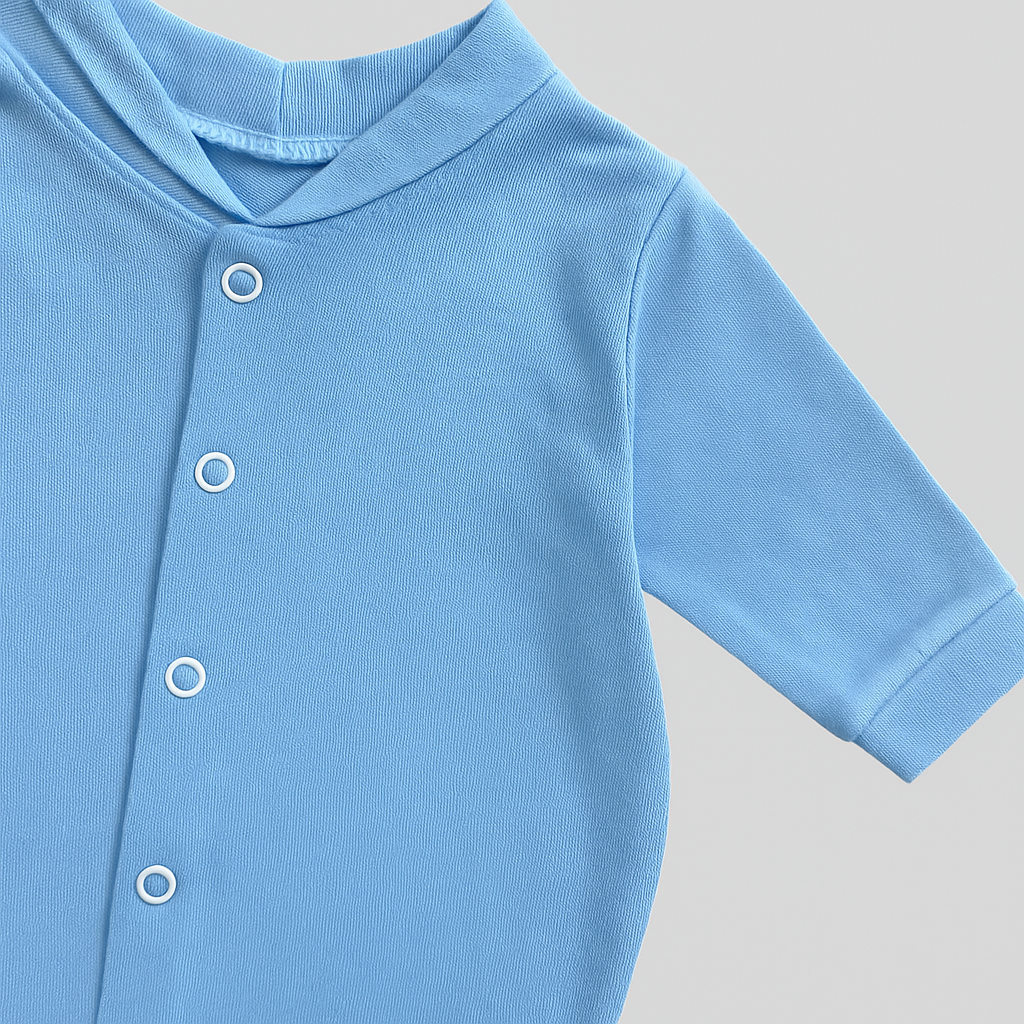 Macacão Bebê Vira Pé Azul