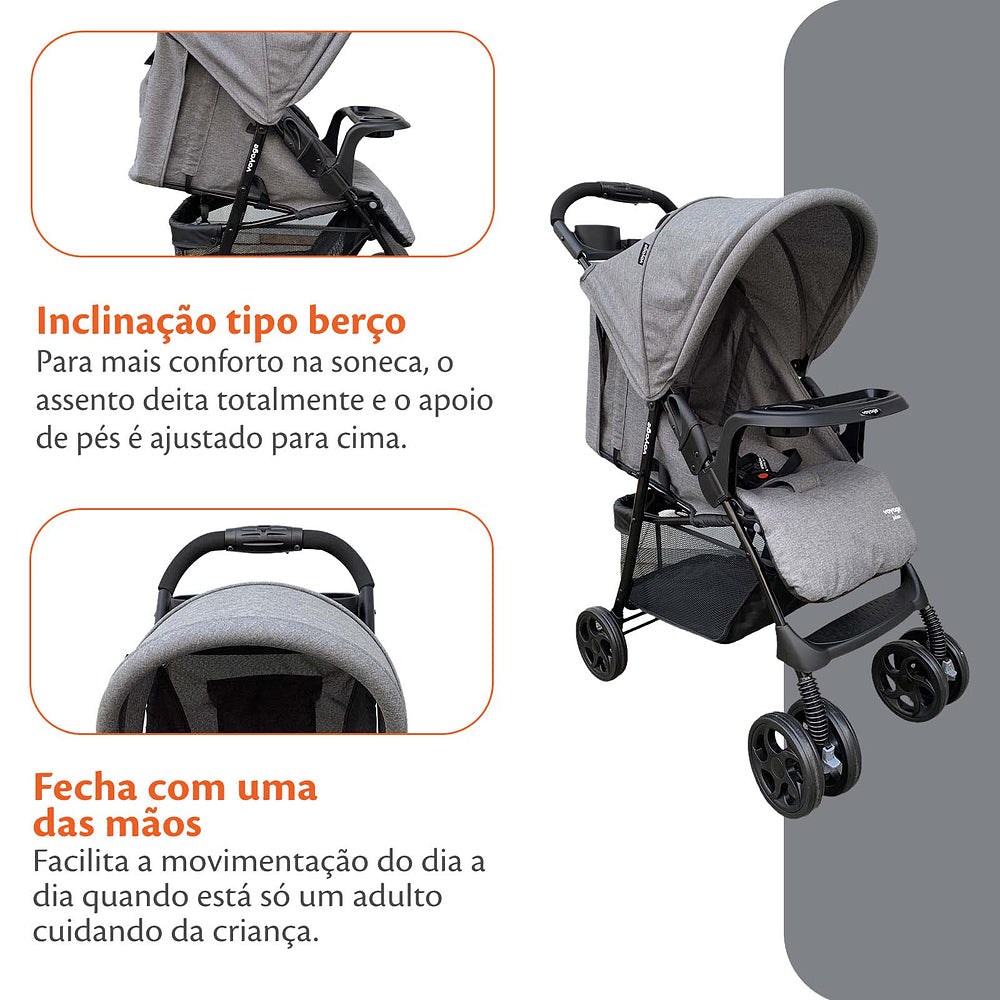 Carrinho de Bebê Jobim com Múltiplas Inclinações