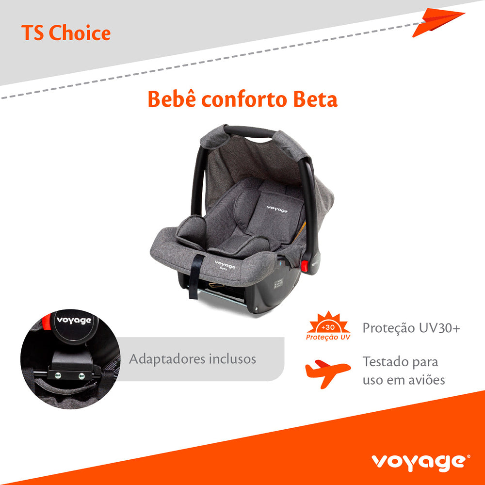 Travel System Choice Duo (Conjunto de Carrinho de Bebê Com Alça Reversível + Bebê Conforto)