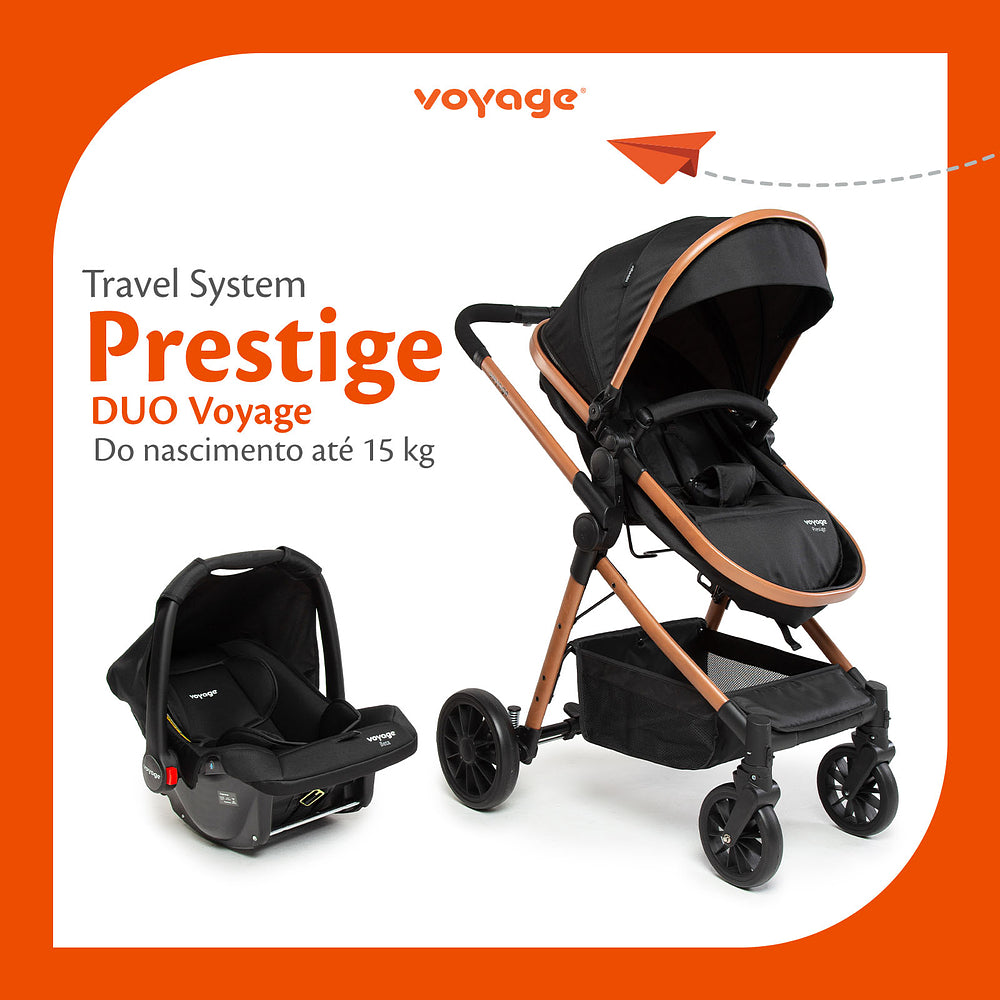 Travel System Prestige Duo ( Conjunto de Carrinho + Bebê Conforto) com Assento Removível