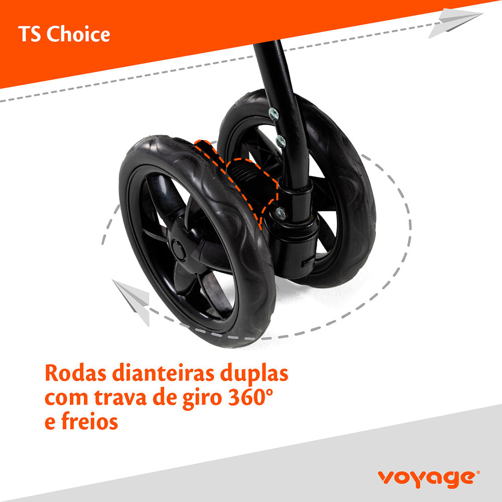 Travel System Choice Duo (Conjunto de Carrinho de Bebê Com Alça Reversível + Bebê Conforto)