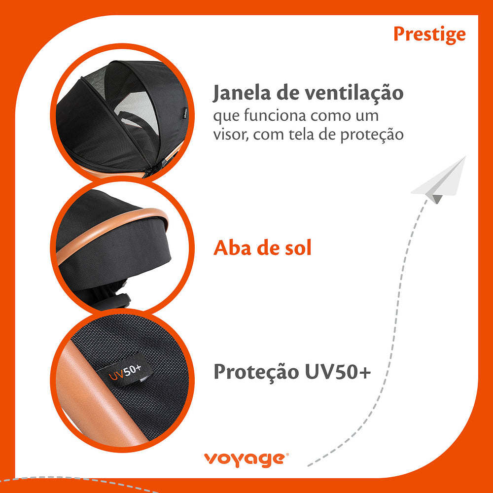 Carrinho de Bebê Prestige com Assento Reversível 3 Posições