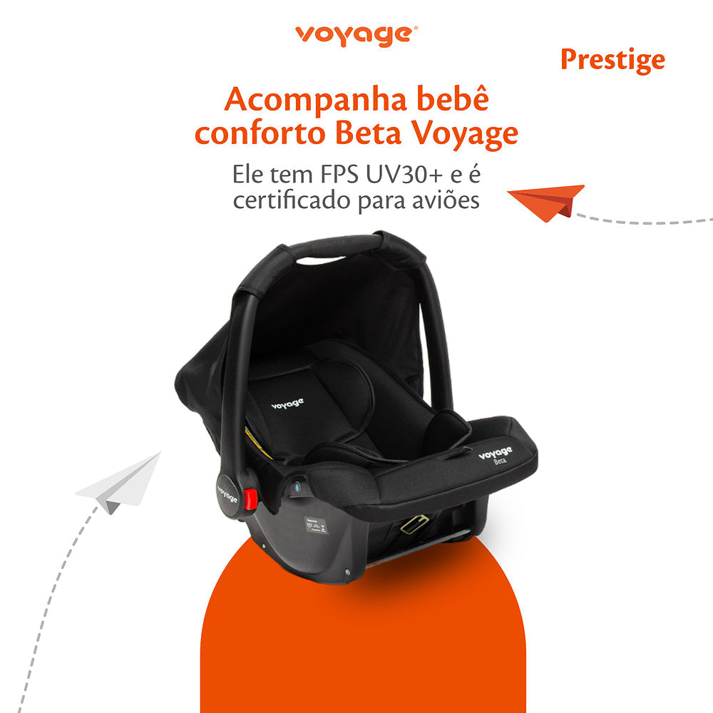 Travel System Prestige Duo ( Conjunto de Carrinho + Bebê Conforto) com Assento Removível