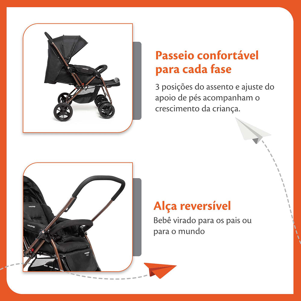 Carrinho De Bebê Choice Passeio Reversível e Retrátil