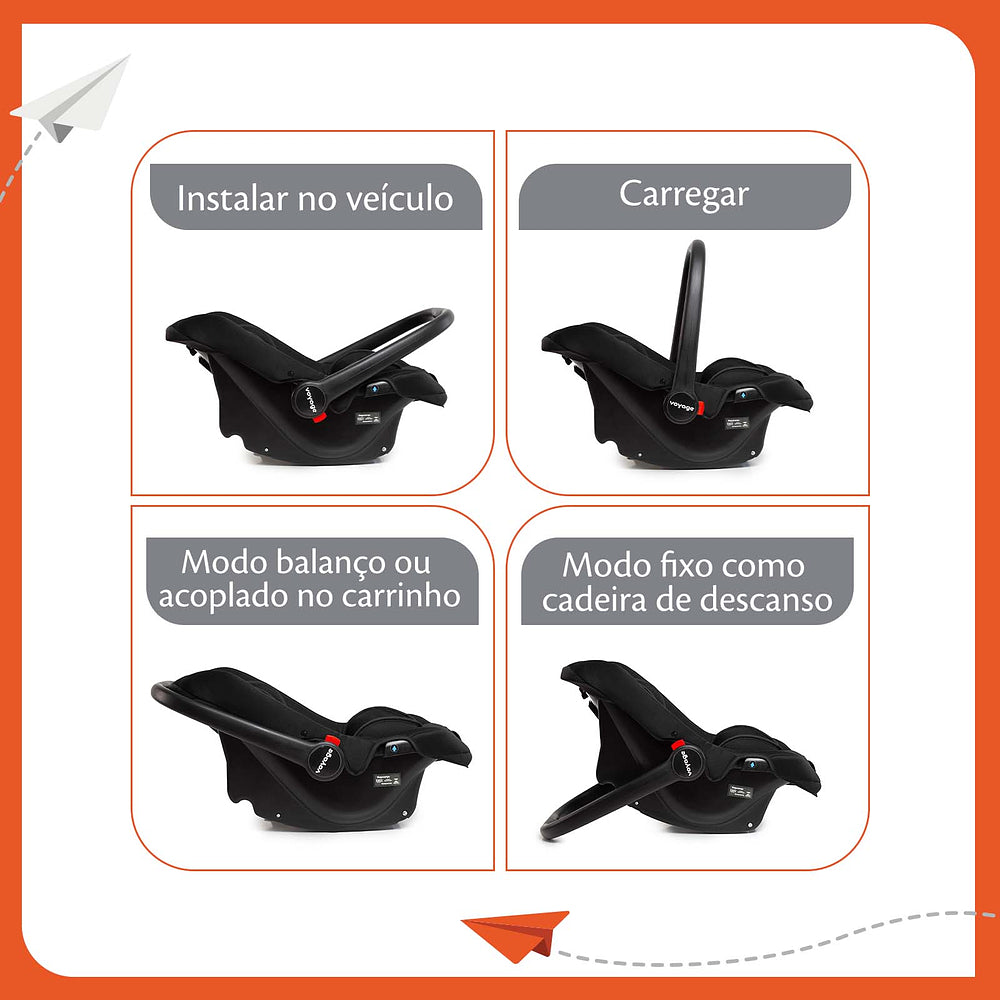 Travel System Choice Duo (Conjunto de Carrinho de Bebê Com Alça Reversível + Bebê Conforto)